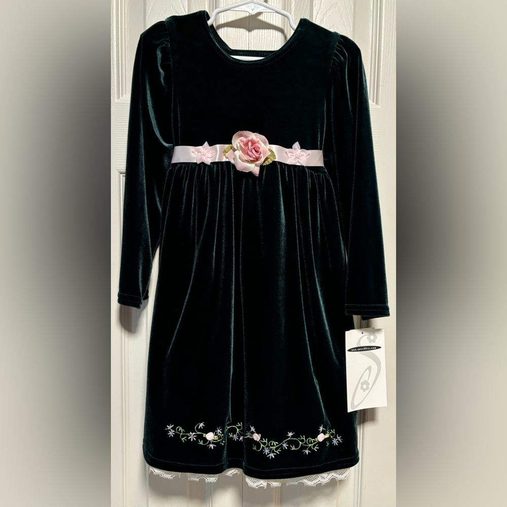 NWT Speechless Girls Green Velvet Dress